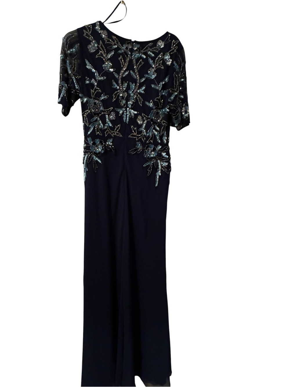 Navy Beaded Floral Evening Gown WORN ONCE FOR A COUPLE HOURS ONLY